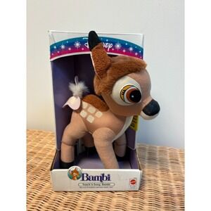 VTG 90's Disney Bambi Touch 'n Song Plush Stuffed Animal Toy in Box Mattel 6-24M